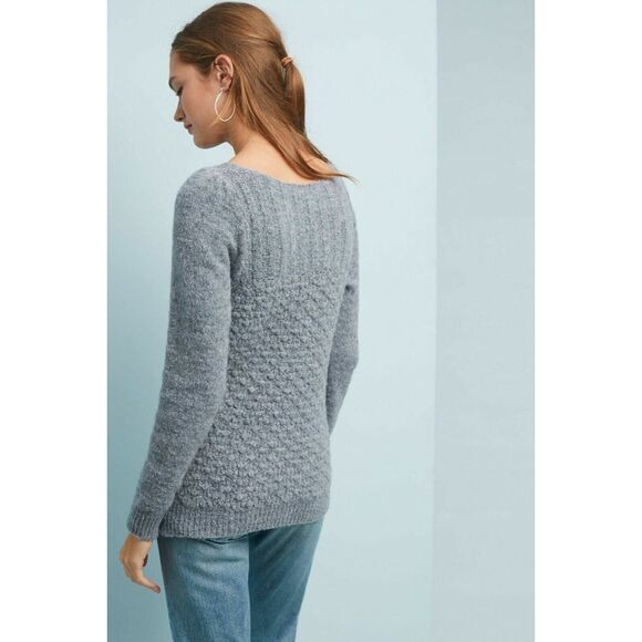 NEW ANTHROPOLOGIE MEADOW RUE KENAI TEXTURED PULLOVER SWEATER TOP GREY XS XSMALL - Picture 4 of 8